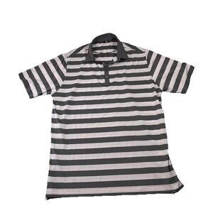 FootJoy Polo Shirt Mens XL Gray Pink Stripe Performance Golf Short Sleeve Jersey